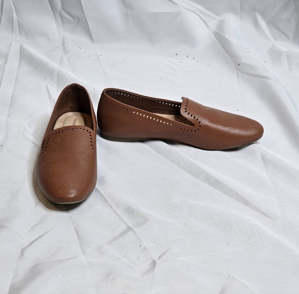 Birdies Starling Leather Laser Cut Flats in Whiskey sz 8
